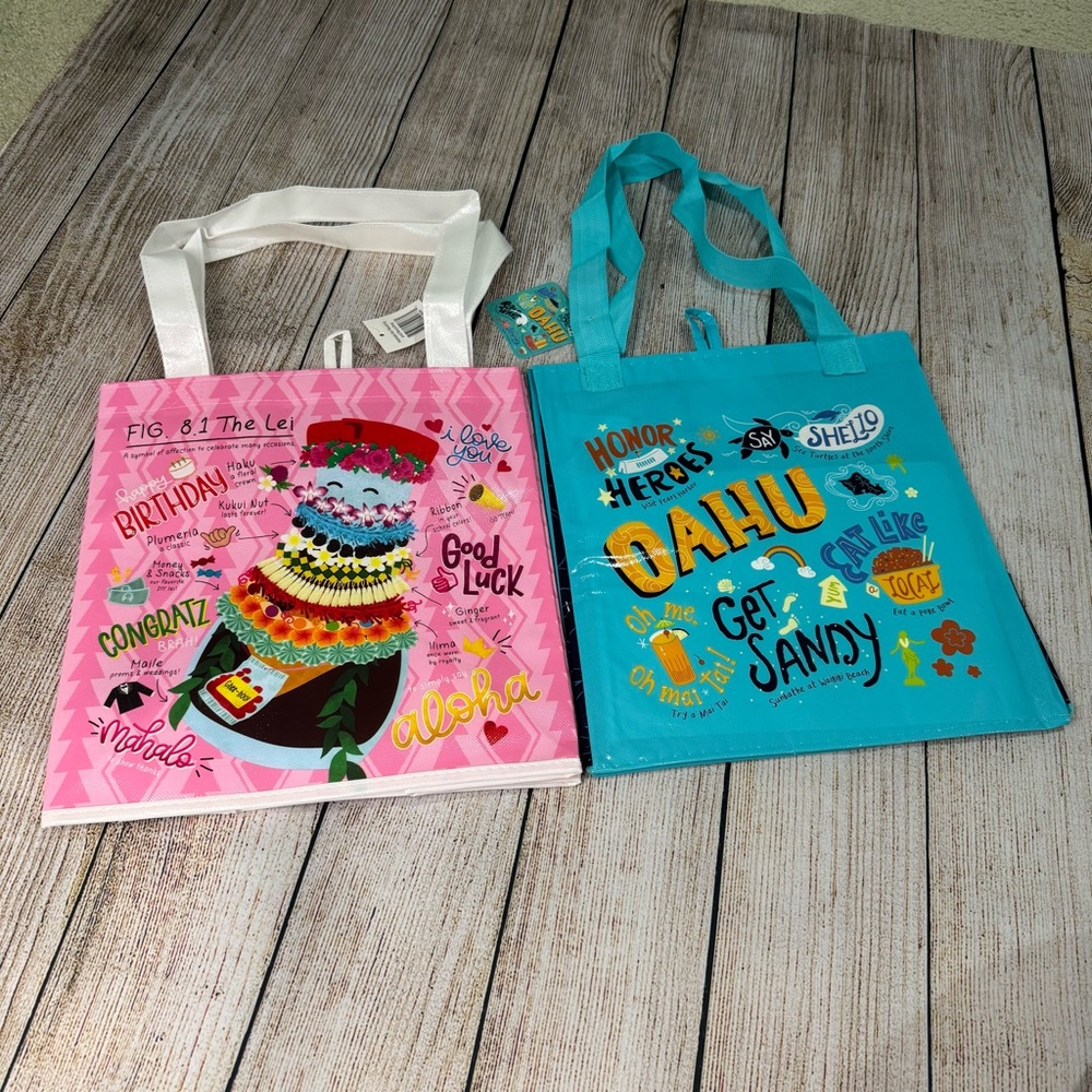 NWT Foodland Hawaii Reuseable Bags Set of 2 Oahu (1) and Lei Designs (1)